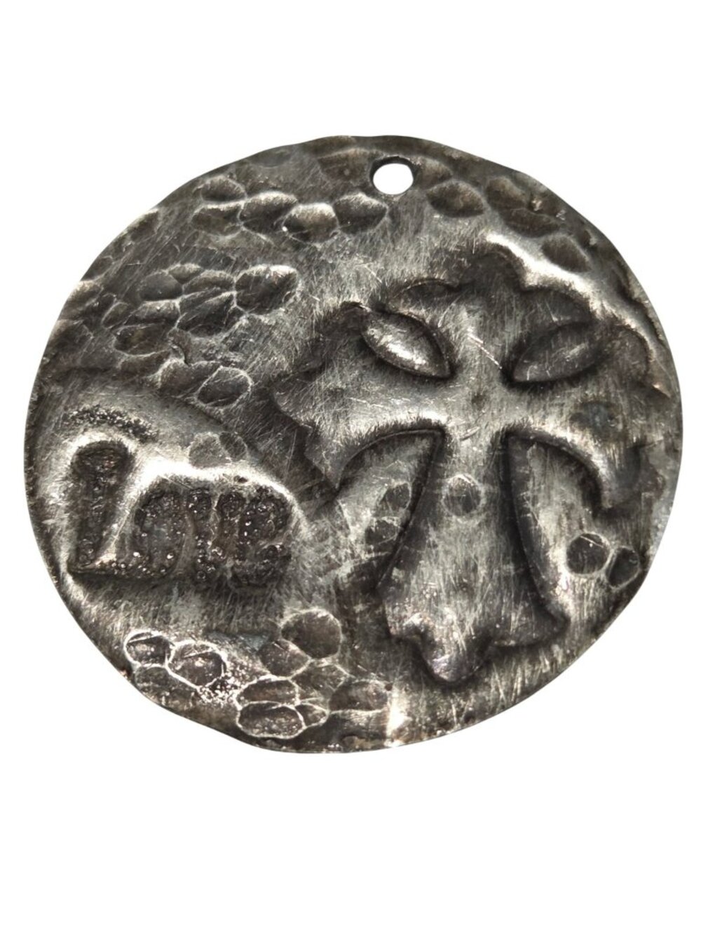 Handmade Rustic Silver Round Charm Hammered Texture Cross Elephant Jewelry DIY